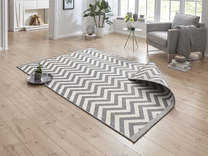 Flycarpets Omkeerbaar Vloerkleed - Binnen & Buitenkleed Palma- Grijs / Creme - 80x150 cm