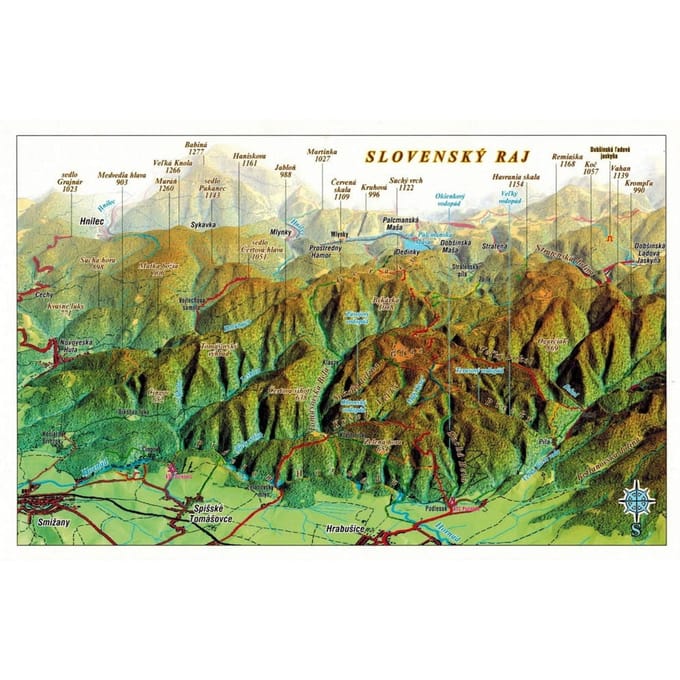 Slowaaks Paradijs. Panoramische Kaart Met 3D-Effect. Ansichtkaart