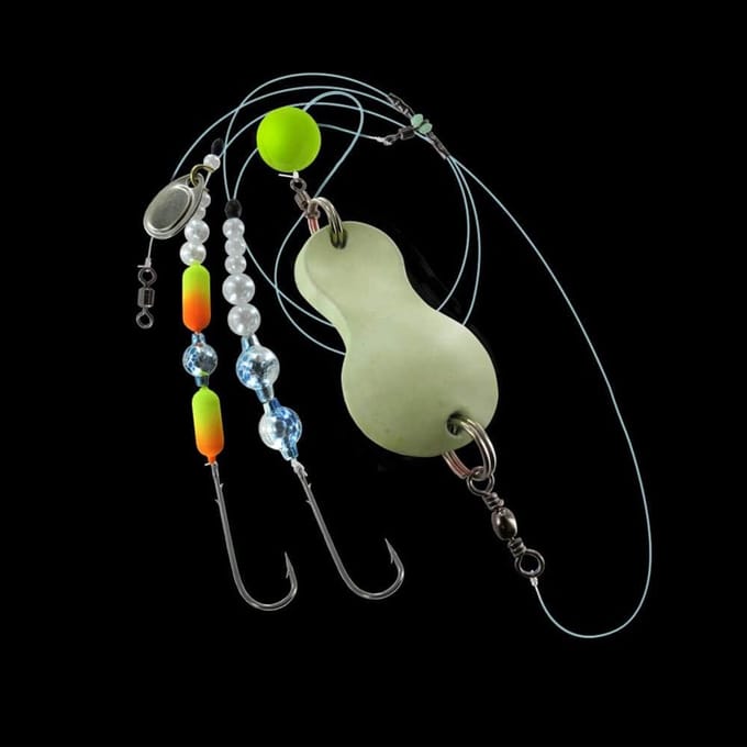 Vislepel Set - Curling Spoon - Vissen Op Zee - UV Actief - 110 cm 80g - Militaire Groen