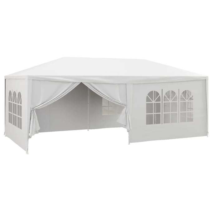 NONE Outsunny Tuintent 6X3 m met 4 Ramen 2 Deuren met Rits Wit