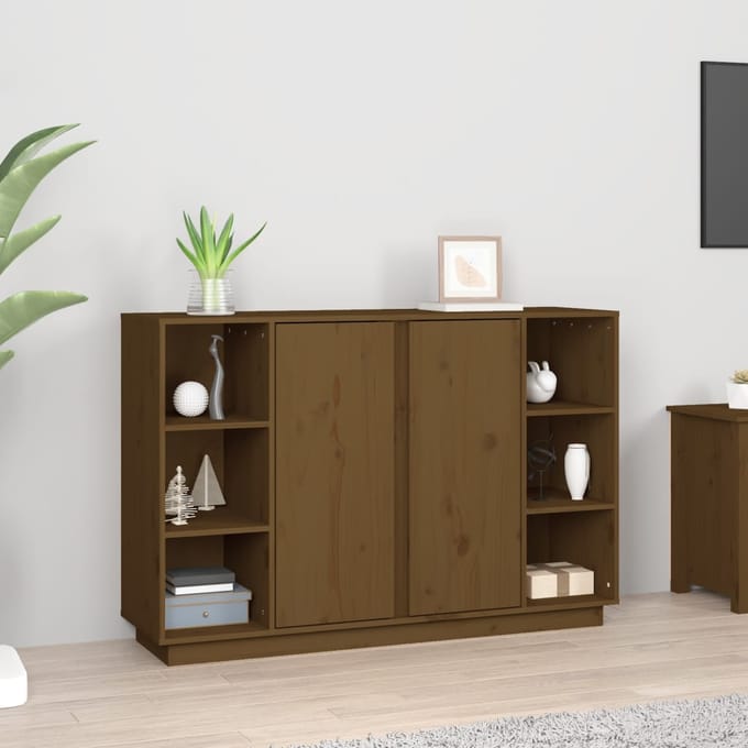 vidaXL - Dressoir - 120x35x80 - cm - massief - grenenhout - honingbruin