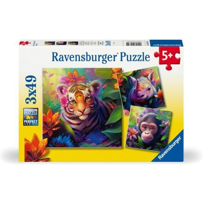 Ravensburger puzzel Jungle Babies - Drie puzzels - 49 stukjes - kinderpuzzel