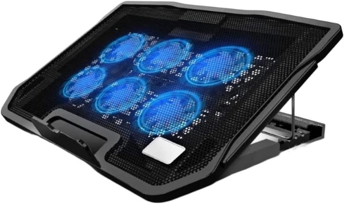 Laptop Koeler - Notebook Ventilator - Gaming Prestaties - Zes Ventilatoren - 37 cm Breed - Zwart