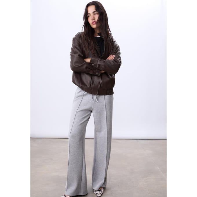 Stradivarius Oversized jack met leereffect  Bruin S
