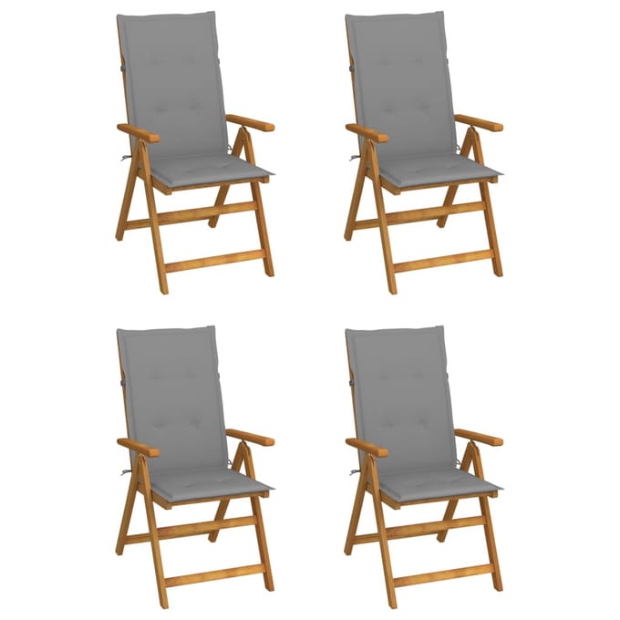 vidaXL - Inklapbare - stoelen - 4 - st - verstelbaar - met - kussens