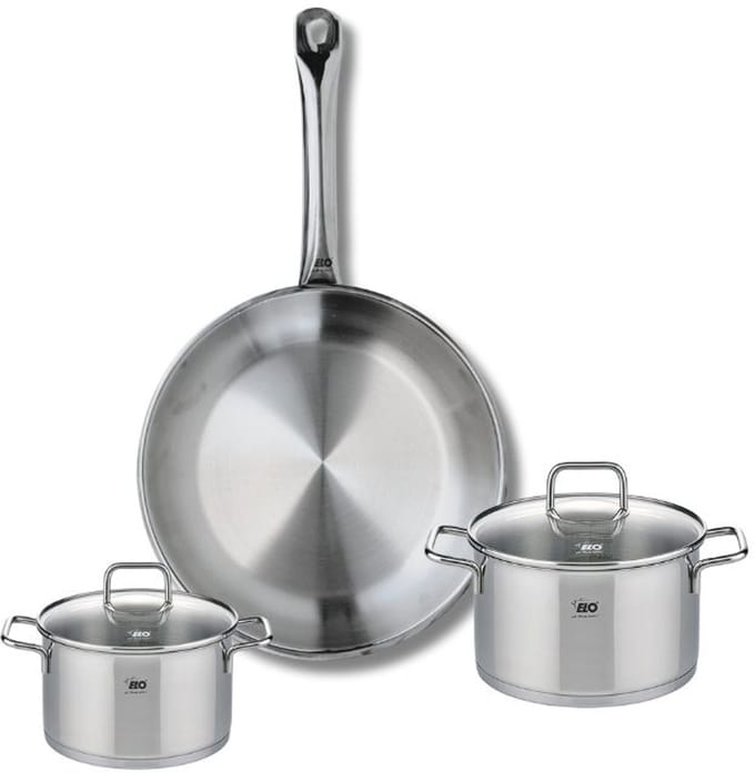 Set van 1 Koekenpan 24 cm en 2 kookpotten 12 en 14 cm Elo Profi Citrin