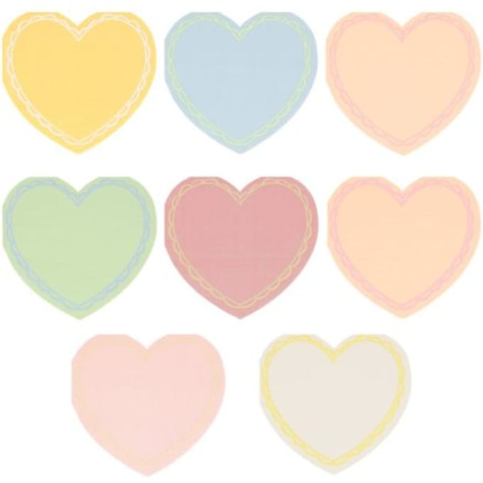 Meri meri valentijnsdag - servetten klein à 8 stuks, pastel hart