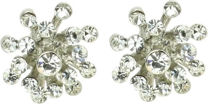 Behave - Oorknop zilverkleur met steentjes - 1,5 cm