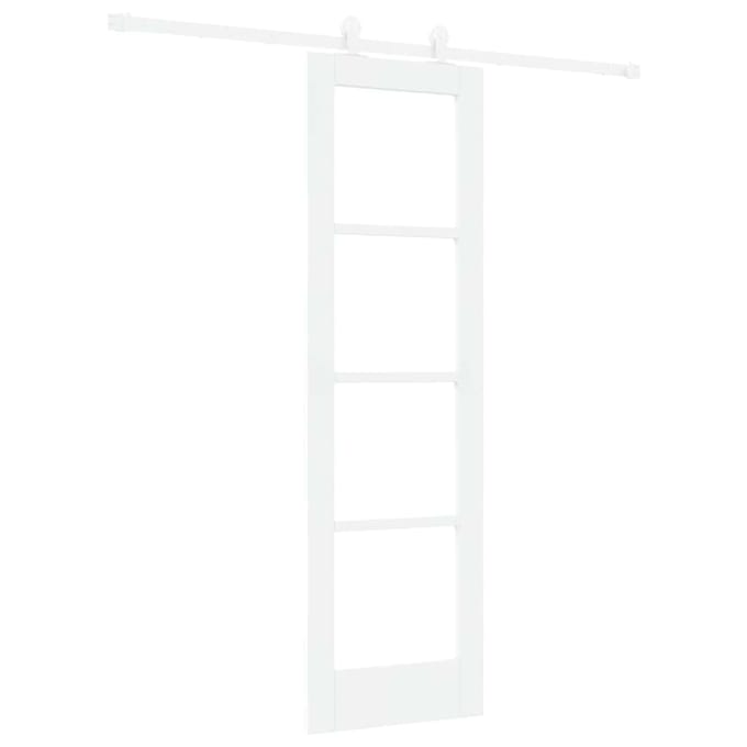 vidaXL - Schuifdeur - ORKDAL - 61 - x - 198,5 - cm - Massief - grenenhout - en - glas - Wit