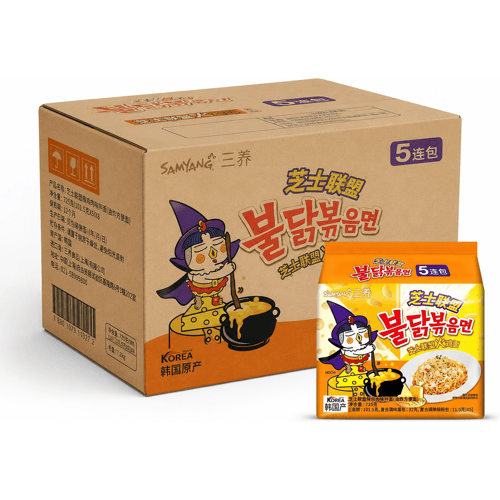 Samyang hete kip ramen (vier kaassmaken) 145 g x 5 stuks x 8
