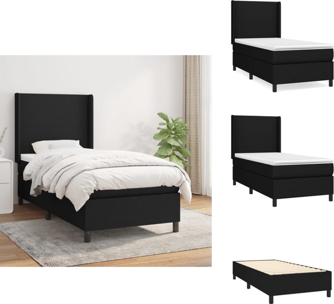 vidaXL - Boxspring - met - matras - fluweel - zwart - 100x200 - cm