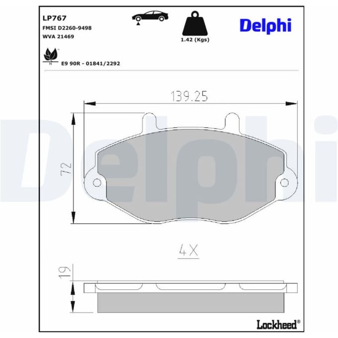 Remblokkenset, schijfrem DELPHI LP767
