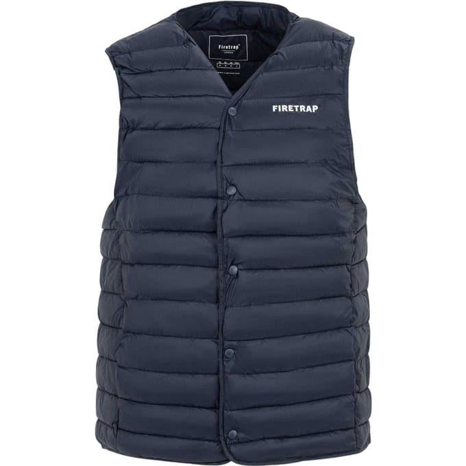 Firetrap Gewatteerd heren gilet met logo (Marine)