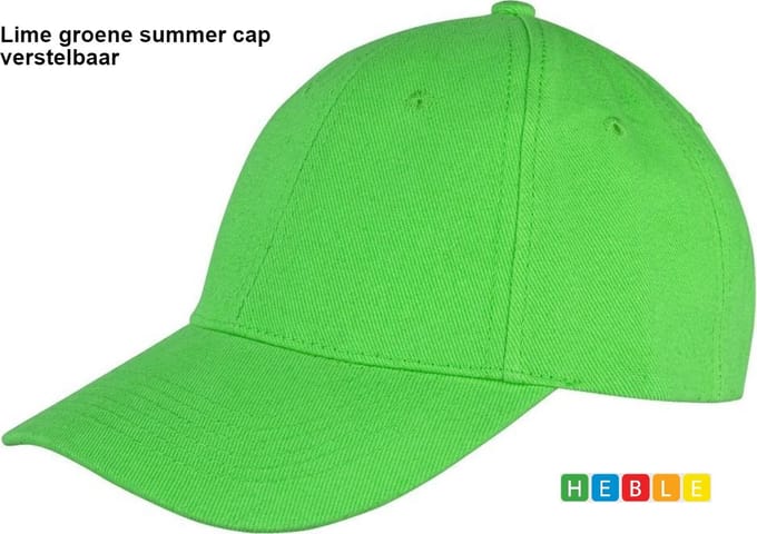 *** Baseball cap - 6 panelen Lime Groen - Pet - Baseballcap - Verstelbaar - Unisex - Petten Party - Cap - van Heble® ***