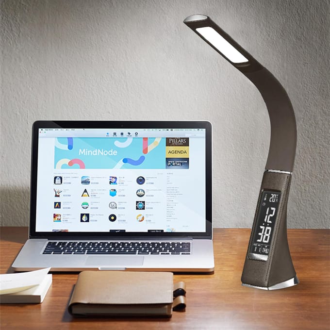Multifunctionele LED-bureaulamp Oogverzorgende tafellamp Verstelbare bureaulamp met kalender zwart