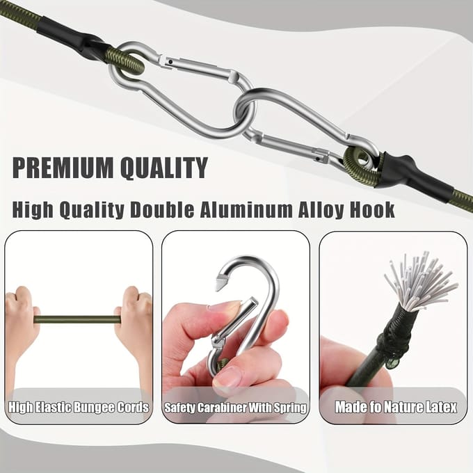 1 stuks Groene Verdikte Touwhaken, Flexibel en Duurzaam 12-Inch Elastisch Koord Multifunctioneel gray