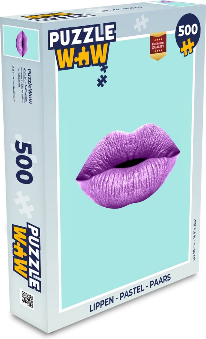 Puzzel Lippen - Pastel - Paars - Legpuzzel - Puzzel 500 stukjes