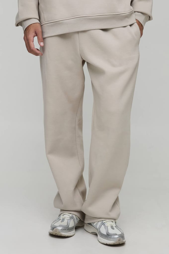Lange Basic Jogger met rechte pijpen | Stone | Size Medium