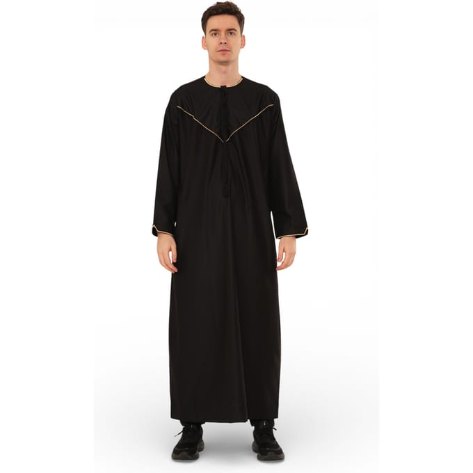 Heren Ramadan Zwart Marokkaanse Jubba Robe Djellaba Eid Thobe - TT-007