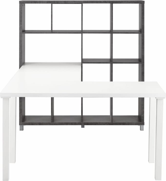 Kiwi-Boekenkast met Bureau - Beton Wit