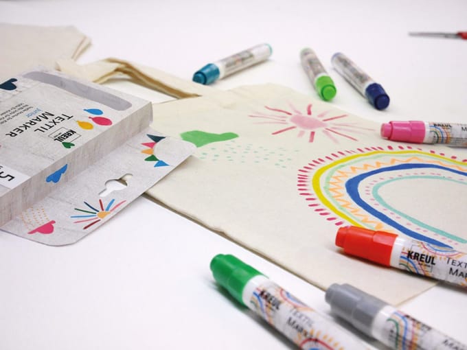 Textielstiften middel 'Junior', set 'Kleur je etui'