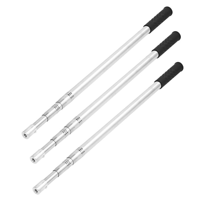 3 Stuks 8mm Roestvrijstalen Harpoenstok Diddle Net Stok Visgerei 1.5M Lengte Drie Secties white