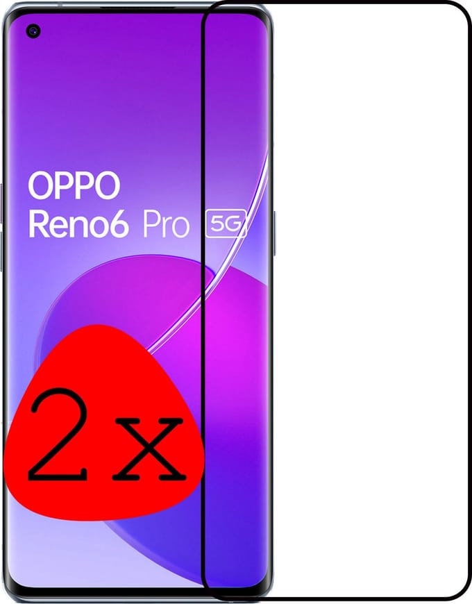 Screenprotector - 2 Stuks Geschikt voor OPPO Reno 6 Pro - Full Cover - Beschermglas - Gehard Glas - Tempered Glass - Screen Protector