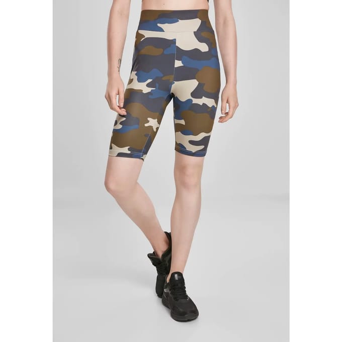 Urban Classics Korte cycle broek -M- High Waist Camo Tech Blauw/Groen