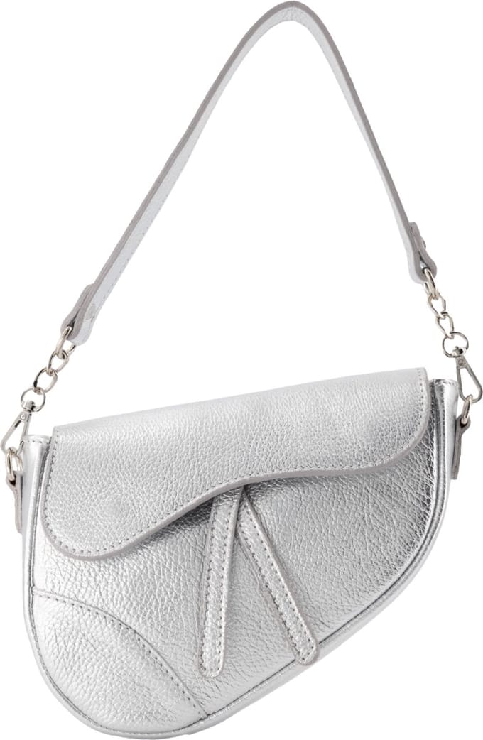 Lulu Crossbody Tas met schouderriem - Echt Leer - Zilver