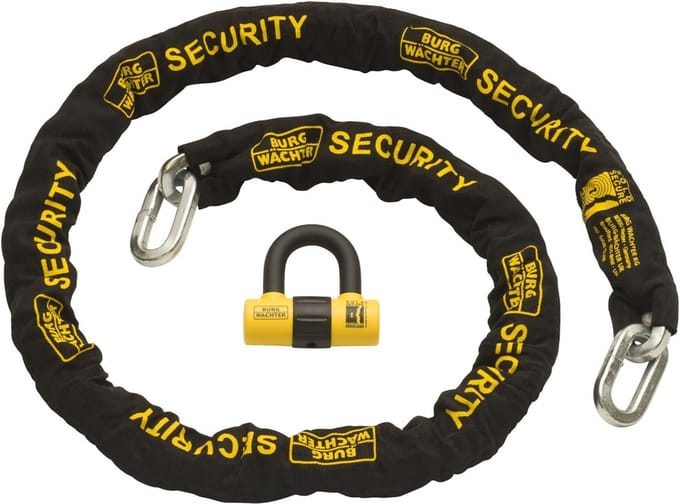 Motorfiets Beveiligingsset met 12mm Gehard Stalen Kettingslot - 2 Meter - Sold Secure Gold