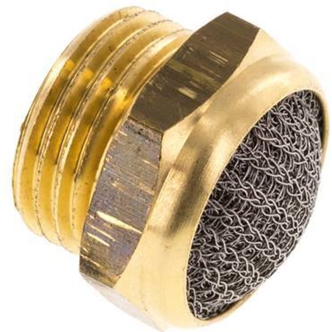 G1/2'' Messing Compacte Pneumatische Geluiddemper 1.4301 Draadgaas [2 Stuks]