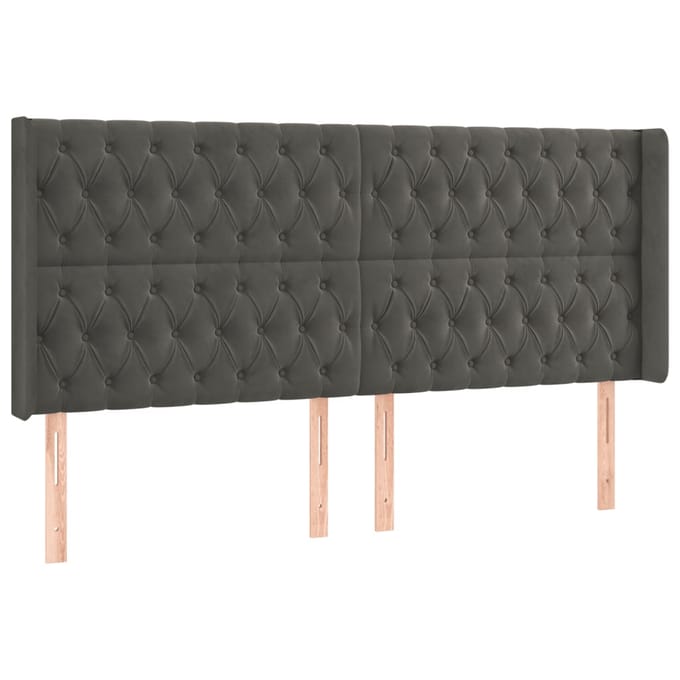 vidaXL - Hoofdbord - LED - 183x16x118/128 - cm - fluweel - donkergrijs