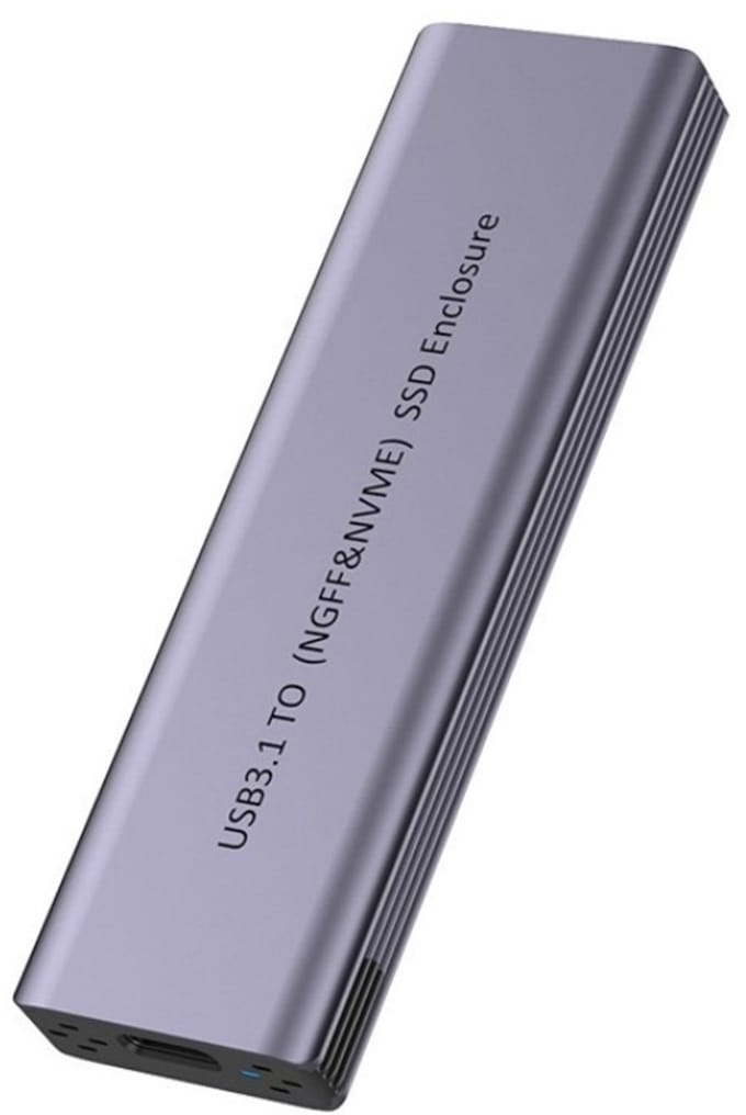 Aluminium NVMe/SATA M.2 SSD Behuizing – USB 3.1 Gen2 10Gbps – Externe SSD Case met USB-A naar USB-C Kabel – SSD enclosure - grijs