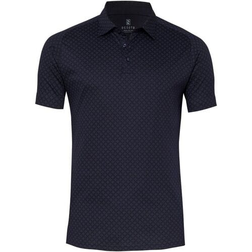 Desoto Polo Abstract Mini Allover Cubes Pattern Donker Blauw / male