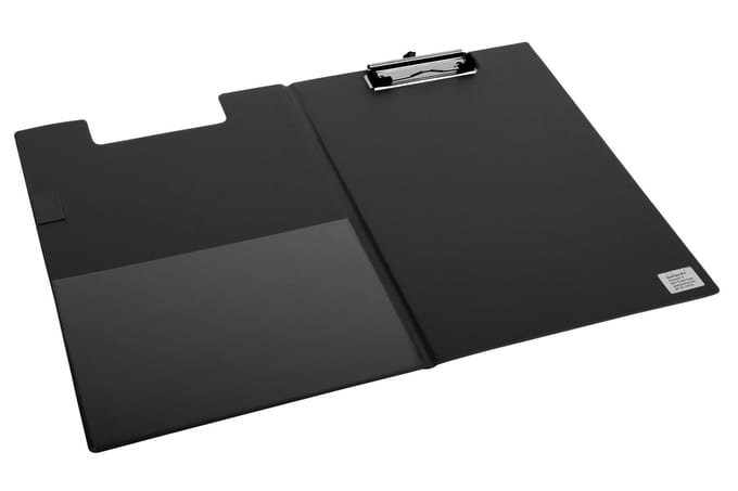 12 x Klembordmap Quantore - A4 - zwart - 100mm klem - met penlus - voordeelset
