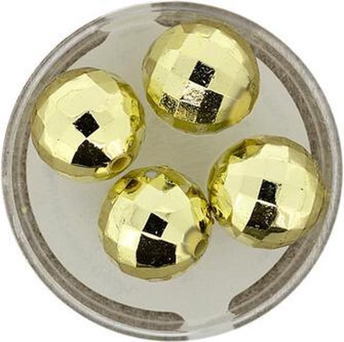 0803-14934 Parels facet geslepen goudkleurig metallic 14 mm