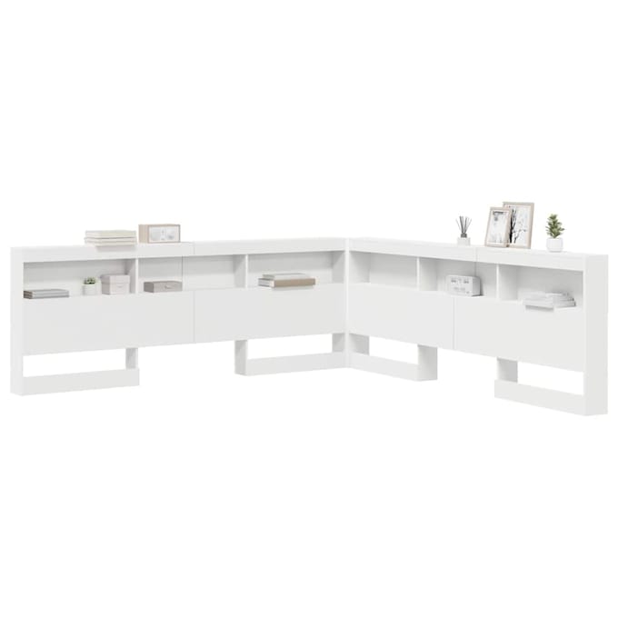 vidaXL Opberghoofdbord met plank met opslag Wit 200 cm Bewerkt hout