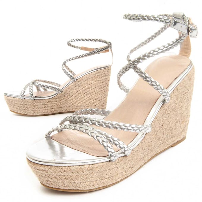 Montevita Wedge Sparto Sandalen Wesparto6 in Zilver