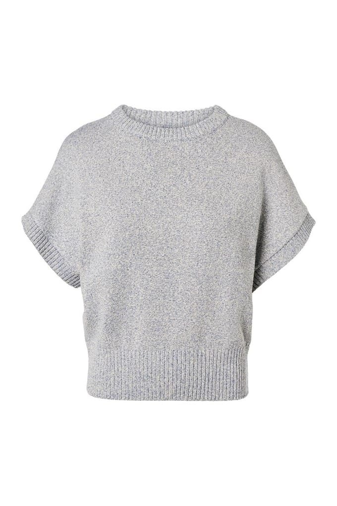 Pales Metallic Top Licht Blauw