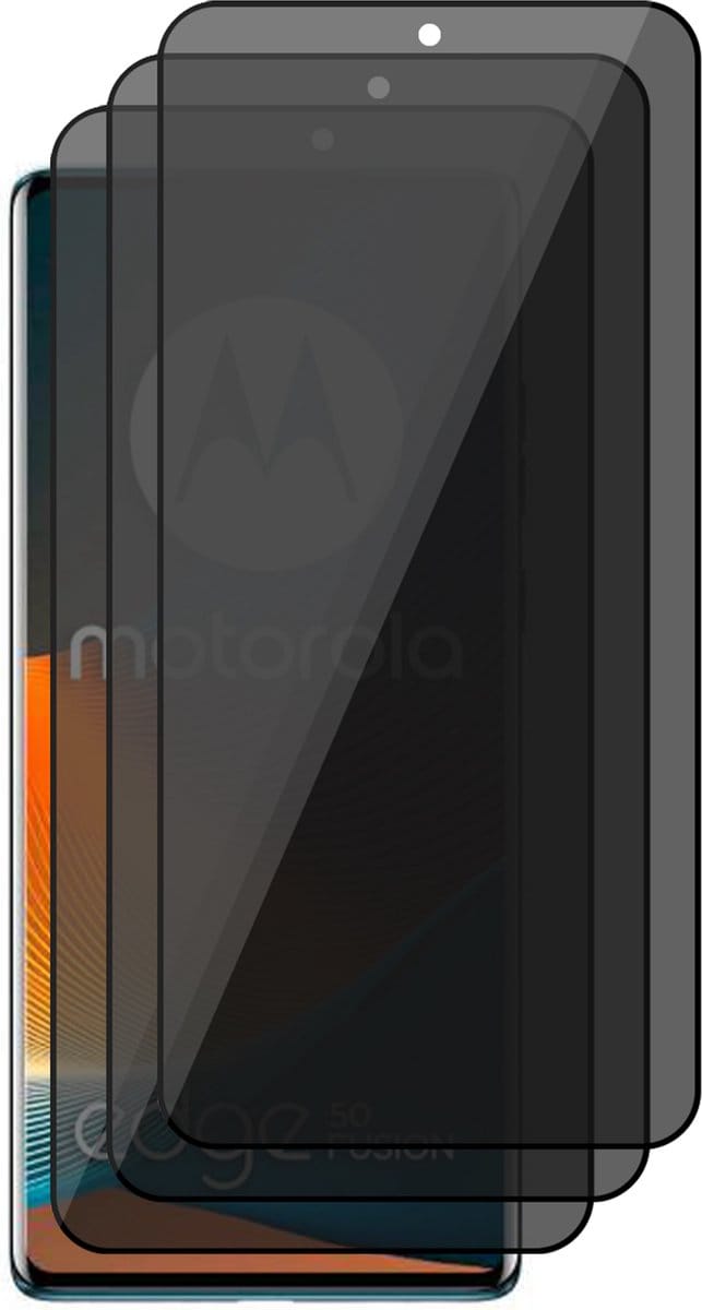 Privacy Screenprotector geschikt voor Motorola Edge 50 Fusion - 3x Volledig Dekkend Glas Screen Protector