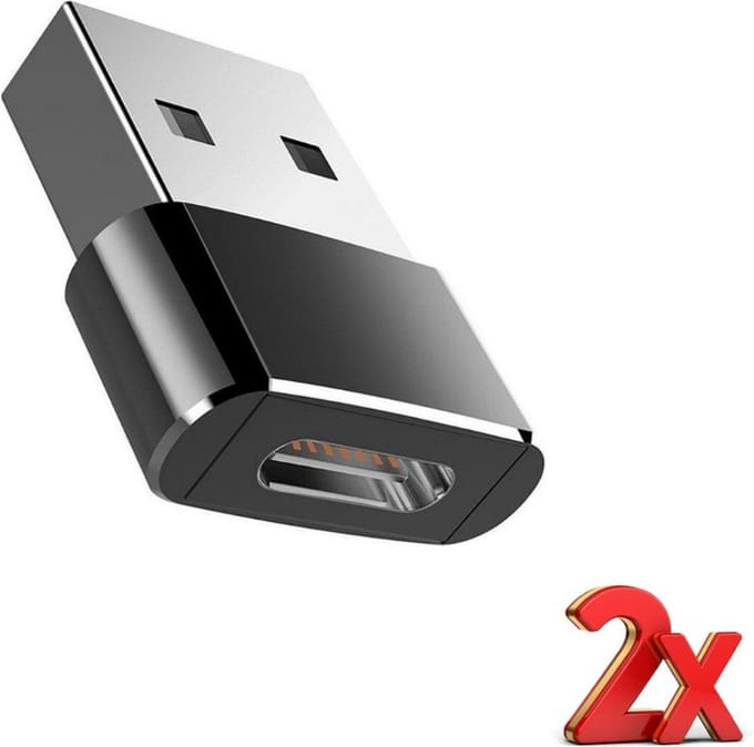 2 Stuks Usb -C Naar USB Adapter - OTG Converter USB 3.0 - USB C to USB A HUB - Verloop - Zwart