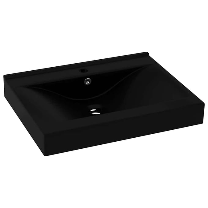 vidaXL - Wastafel - met - kraangat - 60x46 - cm - keramiek - matzwart