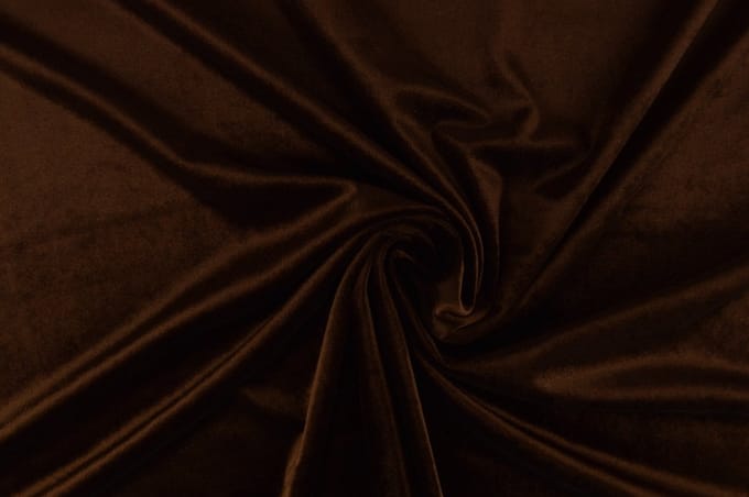 35 meter stretch fluweel - Bruin - 93% polyester - 7% elastaan