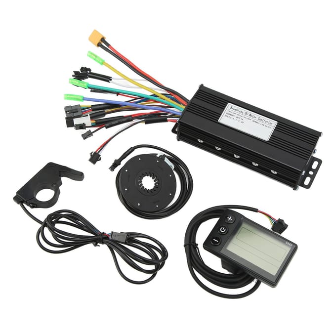 Elektrische Fiets Lithium Batterij Modificatie Controller Kit 30A Sinusgolf Controller met Paneel DC24 36 48V black