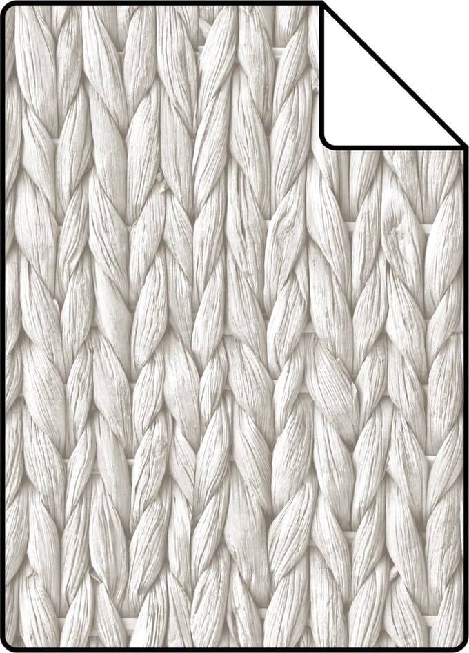 Proefstaal ESTAhome behang geweven riet motief licht warm grijs - 26.5 x 21 cm - 148698-S