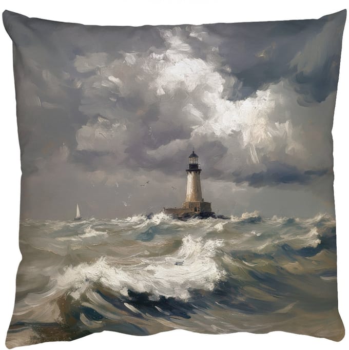 Sierkussens - Kussentjes Woonkamer - 40x40 cm - Vuurtoren - Golven - Storm