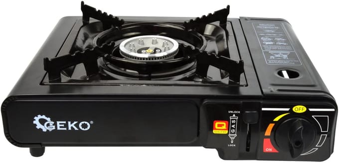 GEKO Compacte campingkooktoestel - 2,5 kW - draagbaar - matzwart - met draagkoffer