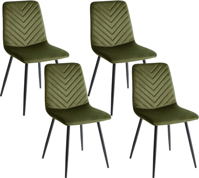 HAVRE - Eetkamerstoelen set van 4 - Olijfgroen - Fluweel
