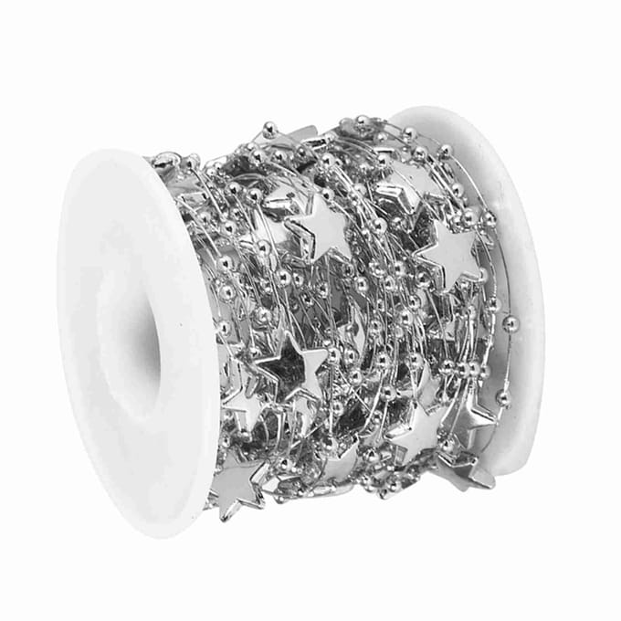 10 Meter Kralenketting ABS Gegalvaniseerde Parelketting Vijfpuntige Ster Decoratieve String(Zilver) zilver