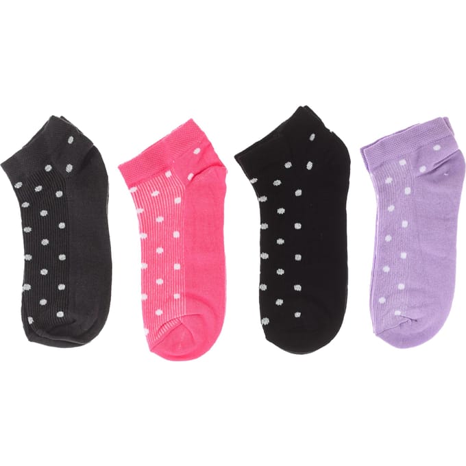 4er-Pack Damen-Söckchen, Damen-Kurzsocken, Baumwolle, bedruckt.
